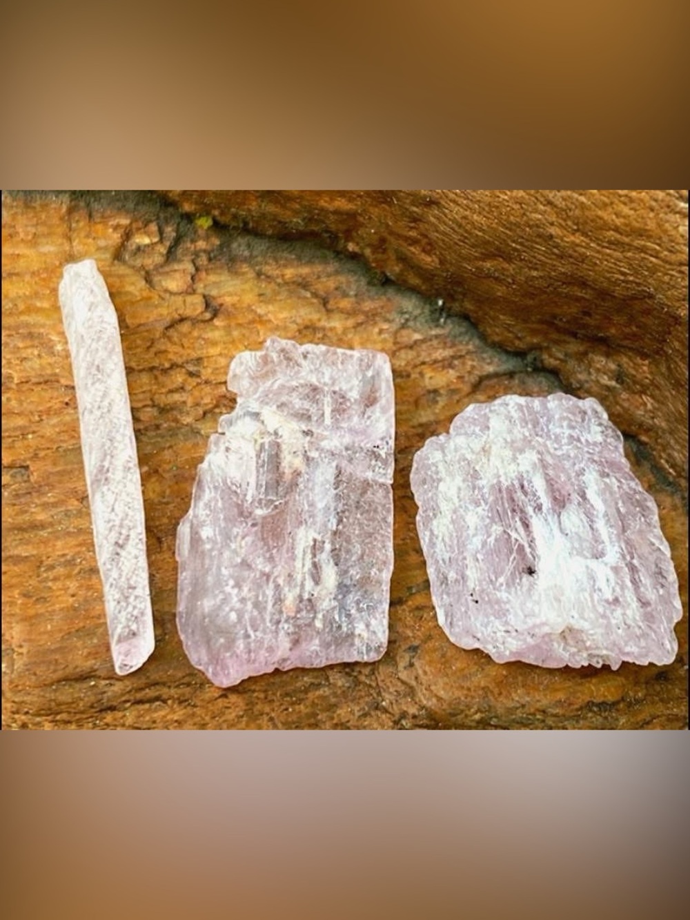 Natural Pink Kunzite Crystal Trio
